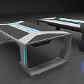 Modern Conference Tables With LED Strip Lights And Black White Sleek Design