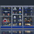 Transparent Multi layered Display Shelf With Organized Toy Models And Action Figures 3d model
