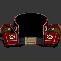 Red And Black Household Item With Adjustable Straps And Circular Decorations