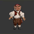 Fantasy Gnome Character With Red Hat White Shirt Brown Pants And Waist Bag