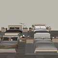Minimalist Modern Double Bed With Wooden Frame Neutral Bedding And Bedside Plants