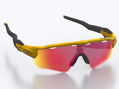 Sport Sunglasses With Yellow Black Frame And Gradient Red Lenses 3d model
