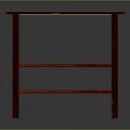 Red Wooden Table With Rectangular Top Smooth Surface Sturdy Legs And Classic Design