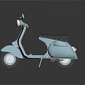 Light Blue Classic Scooter With Black Seat Round Mirrors And White Headlight