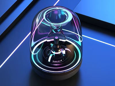 Modern Headphone Speaker With Transparent Glass Cover And Illuminated LED Lighting 3d model