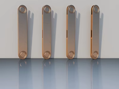 Four Golden Hinged Doors With Sleek Modern Design And Reflective Surface 3d model