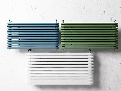Modern Wall Mounted Radiators in Blue Green and White Colors 3d model