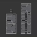 Gray Modular Scene Components With Textured Panels And Various Heights