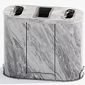Gray Marble Texture Trash Bin With Three Compartments For Waste Management