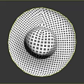 White Woven Straw Hat With Grid Pattern And Wide Brim For Daily Use