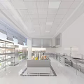 Spacious White Tone Commercial Kitchen With Open Layout Stainless Steel Worktables Sinks And Cabinets