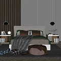 Modern background double bed simple bedding combination 3d model