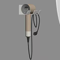 Modern Bathroom Daily Electrical Appliances With Wall Mounted Hair Dryer Holder And Headphones
