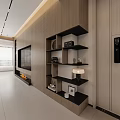 Modern Living and Dining Room Interior Design With TV Bookshelf Sofa Dining Table And Chairs