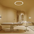 Elegant Modern Beauty Salon Interior With Treatment Bed Mirror And Lighting