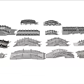 Various Architectural Bridge Designs Featuring Different Structural Styles In Line Drawings