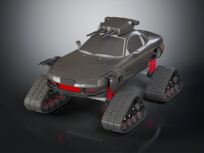 Advanced Weapon System Mounted On Tracked Combat Vehicle With Armor And Multiple Armaments 3d model