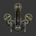 Complex Multi Wheeled Mechanical Device With Cannons And Metal Chassis Components 3d model