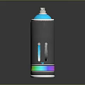 Modern Spray Can With Blue Nozzle Gray Body Transparent Strips And Colorful Base