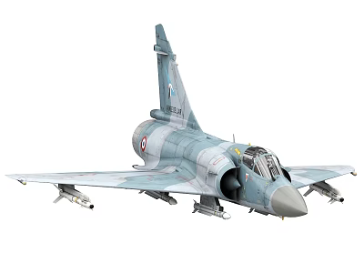Blue Gray Military Fighter Jet with Missiles and Transparent Cockpit 3d model