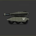 Futuristic Gray Tank Design With Cannon Barrel Tracks And Number 001 Marking