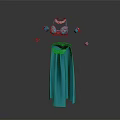 Elegant Turquoise Halter Top And Long Skirt With Square Decorative Pieces Fashion Outfit