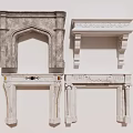Fireplace Mantels In Various Classic And Modern Decorative Design Styles 3d model