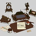 Antique Themed Decorative Ornament Set With Clock Figurine Candle Holder Stationery And Teapot