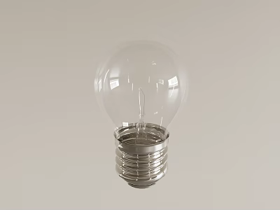 Clear Glass Light Bulb Featuring Silver Screw Base And Visible Filament 3d model