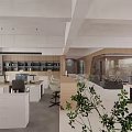 Modern Public Office Space With Open Layout Workstations Green Plants And Natural Light