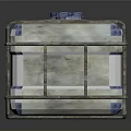 Industrial Use Equipment Enclosure With Metal Frame Blue Top And Stained Surface