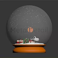 Decorative Christmas Snow Globe With Snow Scene Gift Boxes And Orange Base 3d model