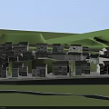 Traditional Chinese Village Houses Featuring Hinged Doors On Green Hillside