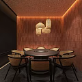 Modern Hot Pot Restaurant Interior With Wooden Decor Hanging Lanterns And Open Counter