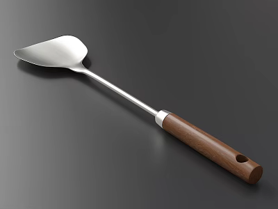 Stainless Steel Kitchen Spatula With Wooden Handle And Durable Sleek Design 3d model