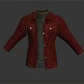 Red Buttoned Coat With Gray Sweater Stylish Casual Outerwear Design 3d model