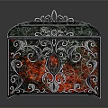 Decorative Box With Green Top Red Sides Intricate Patterns And Metal Accents