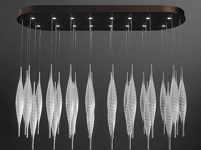 Elegant Crystal Chandelier With Circular Metal Frame And Hanging Transparent Leaf Pendants 3d model