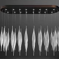 Elegant Crystal Chandelier With Circular Metal Frame And Hanging Transparent Leaf Pendants