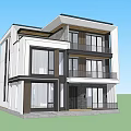 Modern Detached Villa Exterior With Large Glass Windows Balconies And Surrounding Greenery