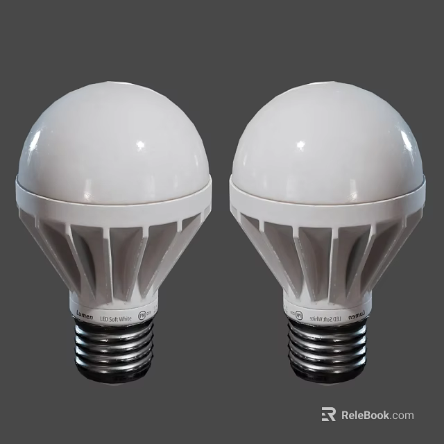 Two White LED Light Bulbs With Energy Saving Design And E27 Base 3d model
