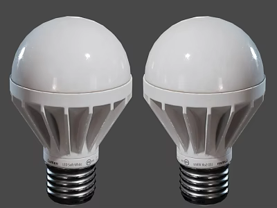 Two White LED Light Bulbs With Energy Saving Design And E27 Base 3d model