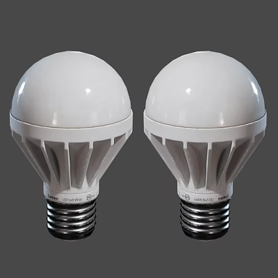 Two White LED Light Bulbs With Energy Saving Design And E27 Base 3d model