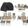 Outdoor Table With Folding Chairs And Camping Tent For Outdoor Adventures