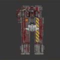 Futuristic Space Platform With Mechanical Arm Red Silver Structure And Yellow Warning Stripes 3d model