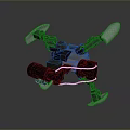 3D Modeled Futuristic Mechanical Robot With Silver Parts Black Structure And Colored Details
