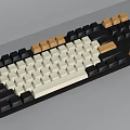 Mechanical Computer Keyboard With Black White Tan Keycaps And Colorful Design 3d model