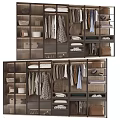 Modern Wardrobe Interior Design With Hanging Folded Clothes Bags Shoes And Shelves