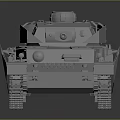 3D Rendered Tank Model With Turret Gun Barrel And Tracks On Dark Background