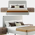 Modern Double Bed With Stylish Headboard Matching Nightstands And Comfortable Bedding 3d model